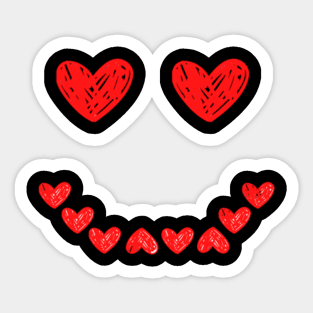 Smiling face heart red Sticker